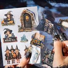 Serie de fiesta de medianoche - Estilo gótico oscuro, Libro de pegatinas de decoración para scrapbooking, 4 estilos, 20 hojas en total - Estilo 1 - Ver 5