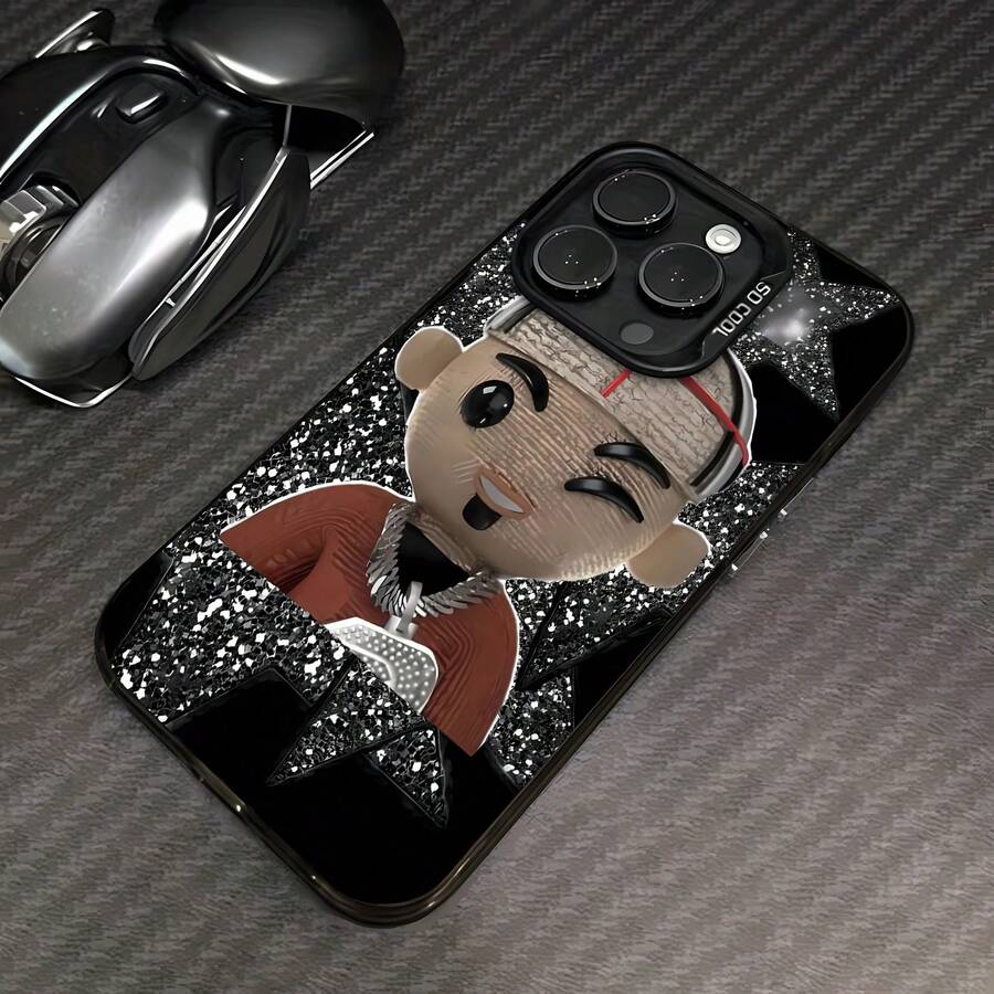 Personaje animado con un estilo y fondo geniales. Esta elegante funda es compatible con los modelos 17, 16, 15, 14 Pro Max, 13, 12, 11, XR y XS Plus. Fabricada en TPU flexible, resistente a golpes y arañazos, ofrece una excelente protección contra caídas y un agarre cómodo. Es un regalo ideal para familiares, amigos y seres queridos, y una opción perfecta para festivales. - Negro - Ver 1