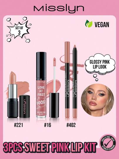  Bộ 3 thỏi son đỏ quyến rũ MISSLYN, son lì lâu trôi, chất son mịn như nhung, màu đỏ đậm gợi cảm, dưỡng ẩm, khiến bạn yêu thích ngay từ lần sử dụng đầu tiên, màu son dưỡng ẩm nuôi dưỡng đôi môi.