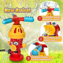 Outdoor Children's Water Spray Toys, Children's Lawn Sprinkler, Fire Hydrant Water Sprayer Toys, Garden Water Toys With Rotating Nozzles, Interactive Outdoor Gifts Suitable For Boys And Girls - 彩色 - 查看 5
