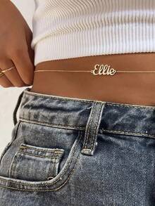 Customized Name Stainless Steel Waist Chain, Sexy Belly Chain, Personality Body Chain Jewelry,Ideal Gifts For Him,Mom,Family,Friends,For Anniversaries - A - View 6