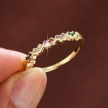 1pc Fashion Heart Shaped Artificial Zirconia Stone Women Ring - Multicolor - View 7