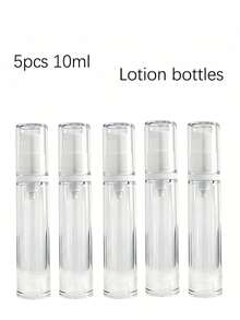 5个/5毫升/10毫升真空泵乳液瓶 - 防漏真空设计，旅行可灌装瓶，细雾喷头，透明乳液瓶，精华液化妆品小样空瓶，可灌装，适用于护肤品、精华液、面霜和旅行装 - 小巧卫生 - 沙龙、礼品和旅行的理想之选，送给朋友、家人、爱人的贴心礼物，也是新年礼物的完美选择。 - 無色 - 查看 11