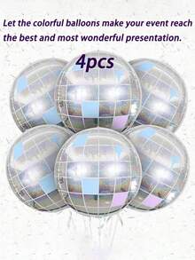 2/3/4pcs Rainbow Disco Ball Foil Balloons, Laser Silver, Blue And Pink 4D Balloons, 22 Inch Last Disco Single Party Decorations, Fashionable Birthday Party Supplies, 70s-80s Party Decor, Disco Theme, Christmas, Mother's Day, Graduation, Wedding - Multicolor - View 12