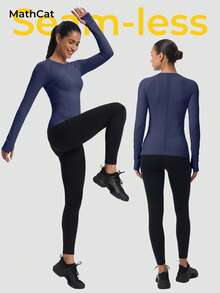 MathCat 3 Pack Women's Compression Shirt Long Sleeve Workout Tops Athletic Baselayer Quick Dry Gym Yoga Running T-Shirt - 海軍藍色#天藍色#灰色藍色 - 查看 6