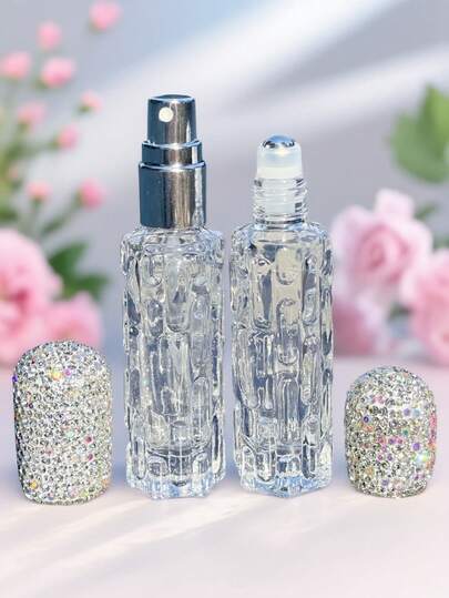 1 pezzo Flacone di profumo ricaricabile da 10ml con strass artificiali, flacone spray atomizzatore di lusso e brillante, contenitore cosmetico da viaggio, regalo creativo