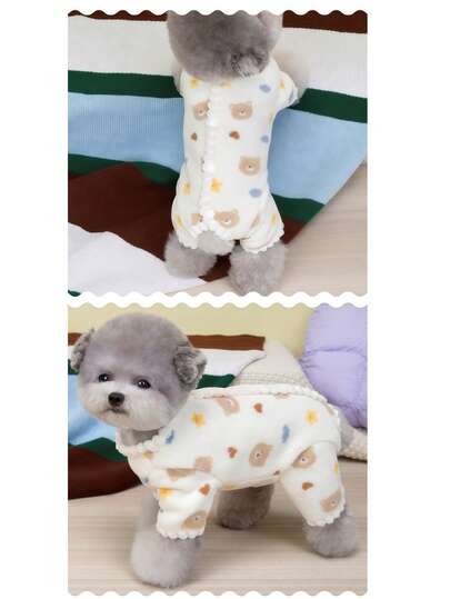 1pc Soft & Warm Dog Pajamas - Simple Design, Multi-Color Options, Comfortable Sleepwear & Cold Weather Clothing