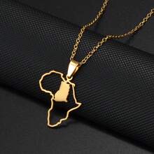 1Pc 3CM Charm African Maps Different Countries Pendants Necklaces Kenya Cameroon Senegal Ghana Morocco - Yellow Gold - View 15