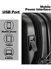 Trolley Cart Suitcase With Zipper And TSA Custom Lock, Lightweight Durable Luggage With Cup Holder And Wheels, 20 Inch Convenient Traveling Suitcase For Airplane Train Car Travel Vacation Holiday Honeymoon - 黑色 - 查看 4