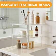 Clear Acrylic Corner Storage Shelf (2-Tier) – Detachable Organizer For Spices & Tableware, Fits Kitchen & Dining Room - Multicolor - View 11