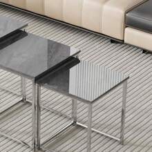 Set Of 3 Nesting Coffee Tables For Living Room Nest Of 3 Nested Tables Sofa Side Table Coffee Table End Tables Space Saving Dark Grey - Dark Grey - View 5