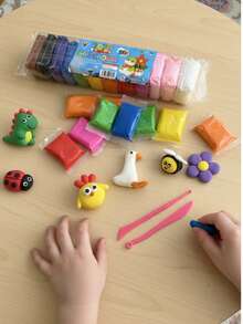 Set de 12 Colores de Arcilla de Secado al Aire "Boligoma" - Masa Moldeable Ultra Ligera para Manualidades Infantiles, Juguete Educativo DIY Sensorial para Niños - Multicolor - Ver 4