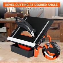 Sierra para azulejos de 7 pulgadas, 3450 RPM, cortes biselados de 0 a 45 grados, cortadora de azulejos PeakPursuit con depósito de agua para cortar azulejos y piedras, ideal para aficionados al bricolaje. - Negro - Ver 3