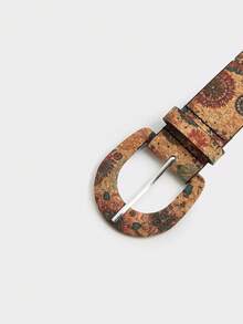 1pc Unisex Retro Western Cowboy Square Buckle Embossed PU Leather Belt, Fashion Versatile, Suitable For Jeans, Skirts, All Seasons - Multicolor - View 4