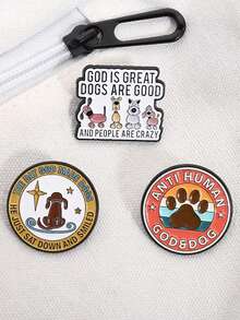 一套神与狗珐琅徽章，可爱卡通狗爪印胸针翻领徽章，动物小狗饰品，送给朋友的礼物 - 彩色 - 查看 10