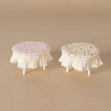1/12 Scale Miniature Furniture Model, Table With Floral Tablecloth, Mini Living Room Home Decor Prop, Ideal For Dollhouse Decoration And Photography - Multicolor - View 2