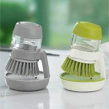 1/2 件装，带皂液器的锅刷，多功能厨房清洁刷（带支架），洗碗刷，厨房擦洗刷，锅碗瓢盆刷，厨房水槽台面擦洗刷，清洁用品，清洁工具 - 彩色 - 查看 1