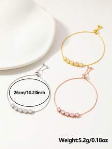 1pc Elegant Versatile Square Inlaid Pull Bracelet, Suitable As Holiday Gift For Friends, High Cost-Effective Luxury Accessory - Square Pull-out Bracelet - View 7