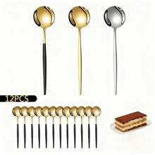 12支装不锈钢迷你咖啡勺 - 金色镜面甜点勺，可放入洗碗机清洗，适用于甜点、搅拌、冰淇淋、调味等，非常适合家庭、下午茶、聚会和餐厅使用。 - - - 查看 6