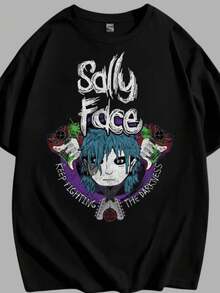 Unisex T-Shirt 100% Cotton FACE Fast Shipping - 黑色 - 查看 1