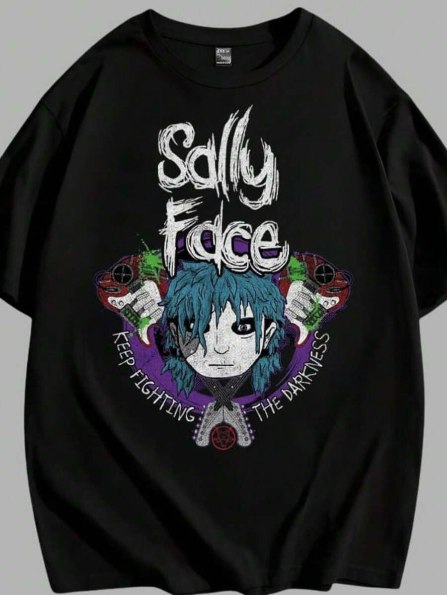 Unisex T-Shirt 100% Cotton FACE Fast Shipping - 黑色 - 查看 1