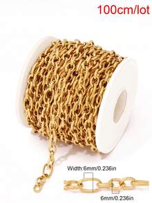100厘米厚不锈钢金色链条，适合DIY男女项链、手链、珠宝链配件 - DIY鏈條 - 查看 5