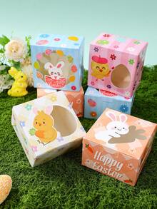 8pcs Easter Bunny & Chick Pattern Gift Boxes With Transparent Window, Easter Bunny Candy Boxes, Baking Bags, Food Packaging Bags, Easter Decorations, Easter Party Supplies, Suitable For Easter Holiday Birthday Party Gift Packaging, Easter Gifts, Home Decor, Kitchen Tabletop Decor - Multicolor - View 8