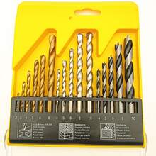 Multifunctional Drill Bit Set. Titanium Alloy, Masonry, Brad Point Drill Bits - Ultimate Versatility For Drilling Metal, Wood, Plastic, Concrete - Gold - View 7