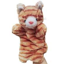 Marioneta de mano de Animal para niños, juguete de felpa de 25cm, muñecas de cuento, guante, marionetas, juguetes educativos de aprendizaje temprano, regalos JLJQ - gato - Ver 12