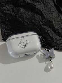 Line Butterfly Protective Case Compatible With Apple Bluetooth Earphones, Anti-Scratch And Shock-Proof Cover Compatible With Apple Bluetooth Wave Earphone Case - Clear - View 12