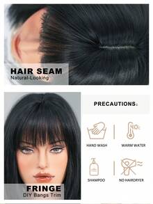 7JHH WIGS Yaki Straight Bob Wig For Women 12 Inch Modest Fashion Black Short Wig With Bangs, Premium Fluffy Synthetic Fiber Full Machine Hair Wig For Daily Wear, Festival Ready & Party ,Cosplay Costume Wigs Accessory - Girl's Gift - Natural Black - View 7