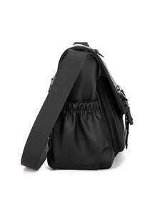 Túi đeo chéo thời trang dung tích lớn, túi xách đeo vai đa năng màu trơn, kiểu dáng tối giản, chống thấm nước, bền chắc, phù hợp cho mua sắm, đi làm, v.v., túi công sở. - màu đen - Xem 8