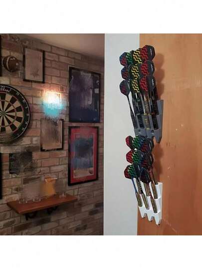 1pc Minimalist Dart Display Rack, Wall-Mounted, Holds 9 Darts, Made Of Sturdy Polypropylene, Suitable For Home Game Room, Gift For Dart Players