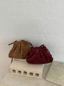 Elegant French Suede Ruched Cloud Crossbody Bag, Unique Dumpling Shaped Purse For Women - Multicolor - View 7