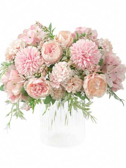 1/3pcs Artificial Peony Flower Embroidered Balls, Mixed Floral, Silk Fabric, Rose Buds, For Birthday Party, Gathering, Decoration, Wedding Bouquet, Home Decor, Restaurant, Bedroom, Windowsill, Vase, Valentine's Day, New Year, Outdoor Garden, Back To School