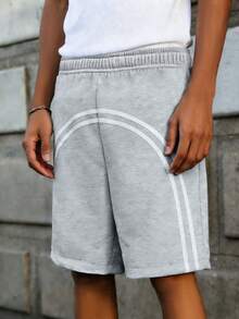 1pc Tween Boys' Summer Streetwear Casual Outdoor Shorts, Fashionable & Versatile - Light Grey - View 4