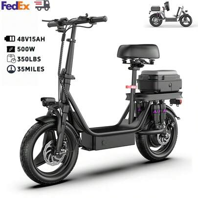 Adult Electric Scooter, 48V15AH Battery, 500W Motor, Top Speed 20 Mph, Maximum Range 35 Miles.