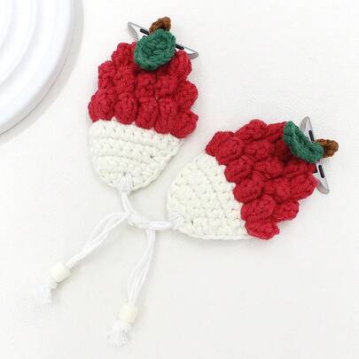 Cute & Sweet Knitted Watch Band, Adjustable Cord Strap Compatible With 38mm To 49mm , Fashionable Design With Puppy, Strawberry, Flower Patterns, Autumn/Winter Style