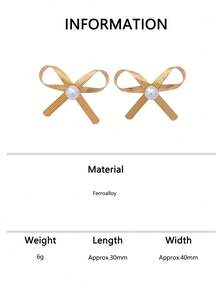 1 Pair Of Irregular Bow Earrings With Sweet And Cool Metal Earrings Suitable For Women's Daily Life (No Gift Box) - Multicolor - View 5