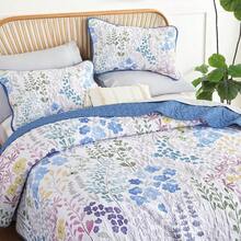 Soft Blue Floral Coverlet Bedspread Patchwork Set Queen King Size With 2 Pillowcases For Bedroom, Floral Leaf Bedspread Quilted Bedding Set,Festival Bedroom Decor,Machine Washed,Polyester,Soft & Stylish Bedding Collection,Back-To-School Season,Valentine's Day Gift,St. Patrick's Day - 藍色花卉-1441 - 查看 3