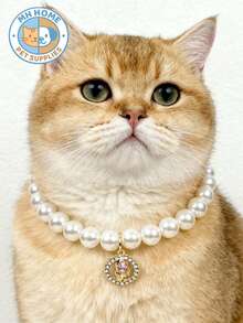 1 Piece Sweet Princess Flower Pet Necklace, Zirconia Pendant Handmade Beaded Collar, Cat And Dog Jewelry Princess Style Pet Collar, Zirconia Flower Pet Necklace, Sparkling Pet Accessories, Handmade Beaded Cat Collar - Multicolor - View 4