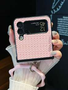 高级3D花卉编织纹理可折叠手机壳，带腕带，兼容三星Galaxy Z Flip3 5G/Galaxy Z Flip 4 5G/Galaxy Z Flip 5 5G/Galaxy Z Flip 6 5G/Galaxy Z Flip 7 5G - 彩色 - 查看 4