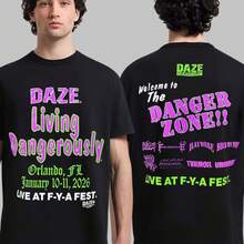 FYA Festival 2026 Merch Tee Daze Living Dangerously Orlando Florida T-Shirt - 黑色 - 查看 1