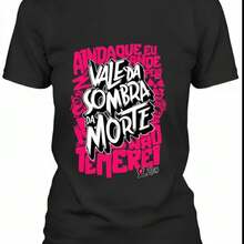 camiseta estampada 100% algodao premium cores vibrantes que nao desbotam tecido leve e respiravel - Preto - Visão 1