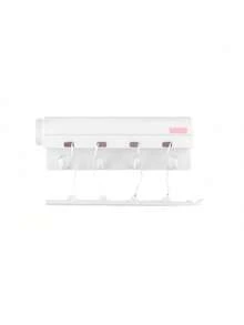 4/5 Foldable Space-Saving Retractable Clothesline Wall-Mounted Plastic Towel Rack With Hooks Home Kitchen Storage Drying Rack Laundry Organization Compact Hanging Solution Bathroom Bedroom Balcony Indoor Outdoor Clothes Air Dry Stand Heavy-Duty Portable Retractable Line - Multicolor - View 12