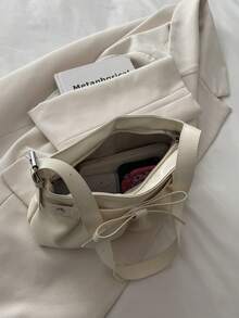 新款秋冬时尚百搭个性化褶皱蝴蝶结装饰女士手提包，优雅甜美风格，适合购物、作为钱包使用，也适合年轻女性、大学生、新婚夫妇、白领人士等。是办公室、学校、工作、商务、通勤、户外活动、旅行、郊游等各种场合的理想之选。 - 白色 - 查看 10