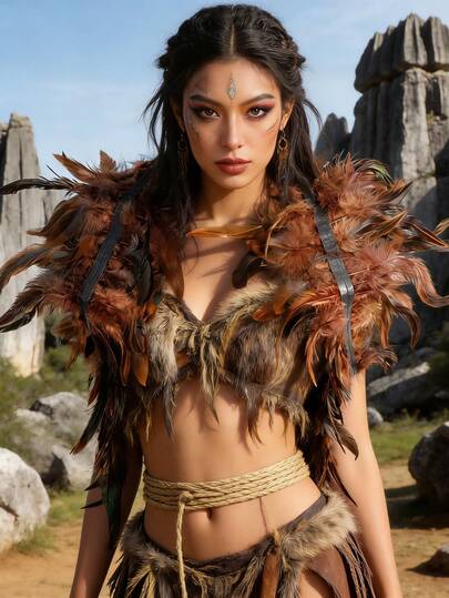 Veren sjaal/cape, veren vest voor dansvoorstellingen en feesten, neppe sjaal/veren cape voor Halloween, Kerstmis en carnaval.