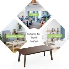 COSTWAY 47" X 23.5"X 17" Rectangular Coffee Table, Modern Coffee Table W/Rubber Legs, Tea Table, Wooden Sofa Table For Living Room, Versatile Cocktail Table, Easy Assembly Sofa Table, Brown - Khaki - View 9