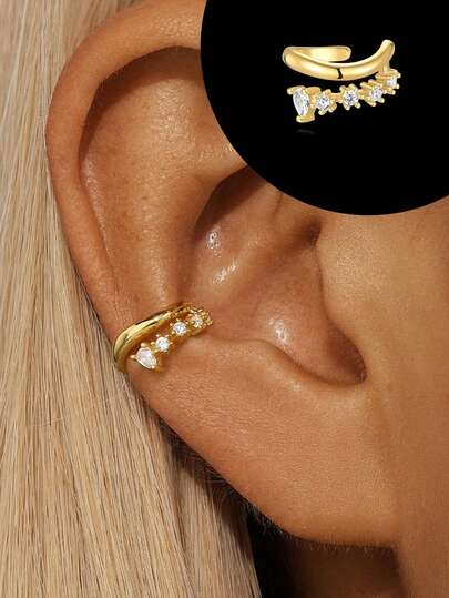 1 pieza Pendientes de plata de ley 925 para mujer, hipoalergénicos, para clip de oreja, hélix y cartílago, para uso diario, boda, fiesta y compromiso, joyería fina