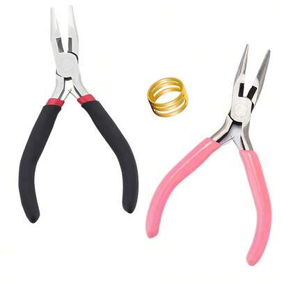 2pcs Black Rose Colored Pliers And Open Ring, Used For Jewelry Making And Matching With Tools, Buttons, And Sewing Accessories. Use DIY Jewelry Making Supplies And Exquisite Jewelry Making Pliers